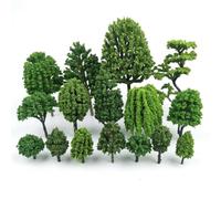 Yunmeryker Miniature Model Trees, Diorama Materials for Model Railway, Synthetic Cherry Blossom Tree, DIY Landscape Scene Accessories, Mixed Green, 5-10cm (Set of 5)