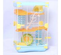 Yunmeryker Multi Tier Hamster Cage Set with Tunnel Slide Wheel Accessories Small Pet Habitat Wire Hamster House with Handle Full Play Toys Exercise Wheel Hideout 27.5x20.5x42.5cm Blue