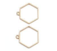 Yunmeryker Open Bezel Charms for Jewelry Making, Hollow Frame Pendant for Resin Crafts, Geometric Shapes for Necklace Zinc Alloy Electroplated, KC Gold, Natural