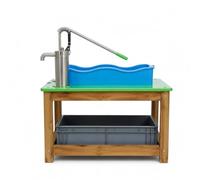 Yunmeryker Outdoor Sand and Water Table, Wooden Play Table with Lid & 33 Pieces, Height Adjustable Play Table for Kids, Sand and Water Flow Station 33