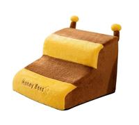 Yunmeryker Pet Small Dogs and Cats, 2 Tier Plush Steps for Bed and Sofa, Non-Slip Pet Ramp for Couch Access, for Older, Cute Bee Design, Two-Step
