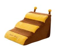 Yunmeryker Pet Small Dogs and Cats, 2 Tier Plush Steps for Bed and Sofa, Non-Slip Pet Ramp for Couch Access, for Older, Cute Bee Design, Three-Step