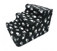 Yunmeryker Pet Small Dogs and Cats, Foldable Pet Ramp with Washable Cover, Lightweight Steps for Bed and Sofa, Bedroom Living Room Use, Black with Paw Prints