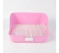 Yunmeryker Pink Bunny Litter Tray with Guard, Bunny with Drawer and Removable Grate, 28x23x15cm Corner Pan for Small Animals