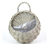 Yunmeryker Plant Pots Hanging Basket with Wicker for Indoor Plants, Half Round Artificial Plants Decor, Woven Basket Wall Planter for Home