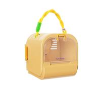 Yunmeryker Portable Hamster Cage Travel Hamster Carrier with Handle, Cute Pet Cage with See-Through Lid and Ventilation, Rectangular Outdoor Pet Transport, Butter Toast