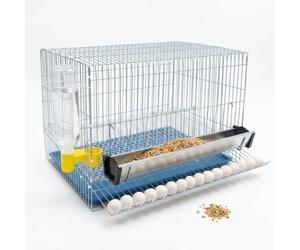Yunmeryker Quail Breeding Cage, Metal Wire Cage for Home Breeding Chicks Ducks Pigeon Dove Birds, Easy Collecting Eggs, Indoor Quail Pen with Droppings Tray, Easy Clean, Auto Watering