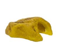Yunmeryker Realistic Stone Grain Reptile Hide and Turtle Basking Perch, Resin Rock Hideout for Reptiles, Stable Habitat Decor with Drainage Holes, 1pc, Yellow, stone
