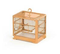 Yunmeryker Small Bird Cage and Portable Bird Carrier with Handle, Rectangular PP Material Medium Size Indoor Outdoor Enclosure, Budgie Parakeet 2 Perches, golden orange, Orange