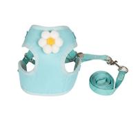 Yunmeryker Small Harness and Leash Set with Flower Applique, Breathable Material Vest Walking Harness, Comfortable No Choke Vest Style for Cat Walking, XS