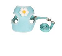 Yunmeryker Small Harness and Leash Set with Flower Applique, Breathable Material Vest Walking Harness, Comfortable No Choke Vest Style for Cat Walking, S