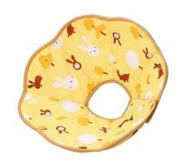 Yunmeryker Soft Pet Cone and Kitten Cone with Drawstring, Nylon Cartoon Style Puppy Cone for Small Dogs, Pet Neck Cone for After Surgery Anti Bite Lick Use, Yellow with White and Brown bunnies