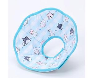 Yunmeryker Soft Pet Cone and Kitten Cone with Drawstring, Nylon Cartoon Style Puppy Cone for Small Dogs, Pet Neck Cone for After Surgery Anti Bite Lick Use, Blue with White and Grey Cats