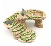 Yunmeryker Stepped Aquarium Cave Basking Ledge, 13 * 20cm Reptile Hideout for Aquatic Turtles, Realistic Stone Resin Aquarium Cave for Climbing and Basking, Rotating Ladder Type, Yellow R