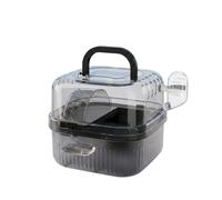 Yunmeryker Transparent Hamster Cage and Hamster Carrier, 21cm Hamster Carrier with Wheel and Waterer, Portable Square Travel Habitat for Indoor Outdoor Use, Black