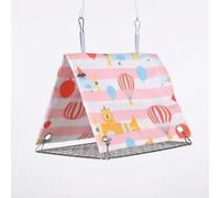 Yunmeryker Triangular Bird Cage Hammock with Bottom, Breathable Polyester Summer Nest for Parakeets, Stable Cartoon Balloon Pattern Design, rose