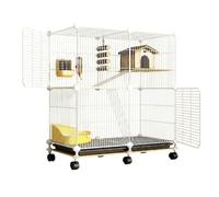 Yunmeryker Triple Tier Cage and Hamster Cage, Well Ventilated Frame with Sliding Door and Removable Tray, 74x37x82cm Habitat for Hamsters, ivory, 2-row 2-layer 1-column
