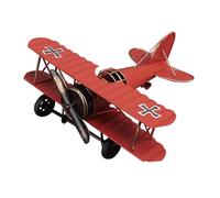 Yunmeryker Vintage Airplane Model Biplane Ornament Iron Sculpture Metal Handicraft Decorative Collectible Suitable for Living Display Photography Home, Orange
