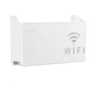 Yunmeryker Wall-Mounted Router Shelf, Small WiFi Storage Box, No Drill Cabinet, Cable Management Organiser for Home Office, Ivory