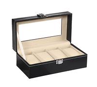 Yunmeryker Watch Organizer, Watch Display Case with PU Leather and Padded Interior, Suitable for Personal Use, Display, and Shop, 4 Slot