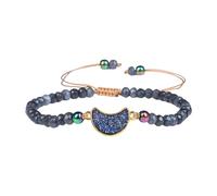 Yunmeryker Women Bracelet Stone Beaded Charm Adjustable Braided Bangle Jewelry Made with Elegant Stone Material Suitable for Birthday Christmas Halloween New, with Moon