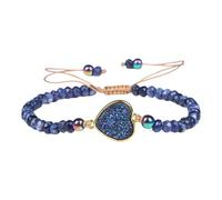 Yunmeryker Women Bracelet Stone Beaded Charm Adjustable Braided Bangle Jewelry Made with Elegant Stone Material Suitable for Birthday Christmas Halloween New, with Heart