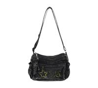 Yunmeryker Women's Crossbody Bag, Shoulder Bag, Tote Bag, Denim Material, Adjustable Strap, Elegant Style, Suitable for Social Gatherings, Black