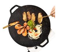 Yunmiao Cast Iron Skillet Pan Pre-Seasoned Round Griddle Pan Korean-BBQ Grill Pan Induction Cooker Non Stick Grill Pan Round Pan BBQ Multi-Function Baking Pan Diameter