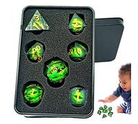 Yunmiao Dice Set Dragon Eye Dice Polyhedral Resin Longan Dice For Dungeon-Dragons D &D Pa-thfinder Polyhedral Dice With Gift Box For Tabletop Games Dungeons -Dragons Accessories