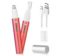 Yunmiss 2025 Rechargeable Nose and Ear Hair Trimmer for Women Men - Painless Facial and Eyebrow Hair Remover, Dual-Edge Blades, IPX7 Waterproof, Compact and Portable Electric Clipper (Red)