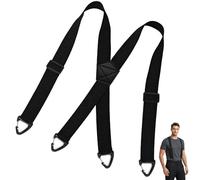 Yunmoli Heavy Duty Mens Braces with Carabiner Clips, 3.8cm Wide Elastic X-Back Trouser Suspenders, Adjustable Strong Support for Workwear, Motorcycle, Jean Pants