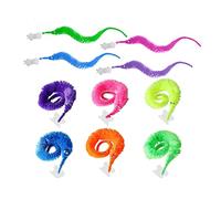 Yunmoxiao 10 Pcs Magic Fuzzy Worms with Wiggle Eye, Trick Toy, Pet Toy with Invisible String for Pets,Cats,Puppy,Kids,Party Favors,Festival,Random Color