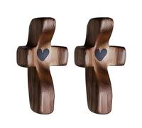 Yunmoxiao 2Pcs Wooden Cross Comfort Stress Relief Wood For Stress Relief Clutching, Clinging and Praying Religious Anxiety Relief & Prayer, Encouragement Christian Gift