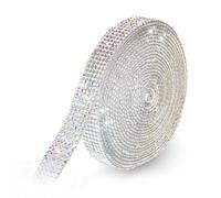Yunmoxiao 3 Yards 6 Rows Self Adhesive Crystal Rhinestone Diamond Ribbon Bling Diamond Stickers Wrap Roll DIY with 2 mm Rhinestones for DIY Arts Crafts,Wedding Party Decor,Car Phone Decoration (AB)