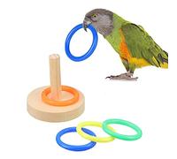 Yunmoxiao Bird Training Toy - Wooden Parrot Basketball - Colorful Stacking Rings for Small & Medium Birds