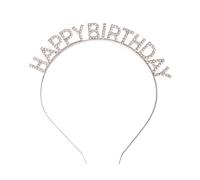Yunmoxiao Happy Birthday Headband, Sparkling Rhinestone Birthday Glitter Girl Tiara, Cute Happy Birthday Girl Crown Headband Decorations for Women Girls Birthday Party Accessories (Silver, one size)