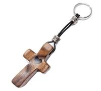 Yunmoxiao Walnut Wood Cross Key Chain,Faith Embraces Cross,My Heart Encouragement Gift for Family Friends,Wood Crosses for Crafts Spiritual Companion and Relieve Stress