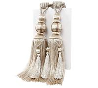 YunNasi 1 Pair 73cm Large Tiebacks Rope for Heavy Curtain,Tassel Tiebacks Holdbacks for Window Drape,Beige