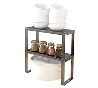 YunNasi Cupboard Shelf Stackable Stainless Steel, 2 piece, S:30x12x15cm | Kitchen Shelf Organiser, Kitchen Storage, Bathroom Storage, Makeup Organiser, Cupboard Organiser