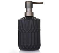 YunNasi Glass Soap Dispenser with Pump, Refillable Liquid Hand Soap Dish Soap Dispensers for Bathroom Counter, Kitchen Sink (Black)