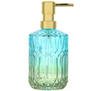 YunNasi Glass Soap Dispenser with Pump, Refillable Liquid Hand Soap Dish Soap Dispensers for Bathroom Counter, Kitchen Sink (Blue Green)