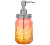 YunNasi Glass Soap Dispenser with Stainless Steel Pump, Refillable Liquid Hand Soap Dish Soap Dispensers for Bathroom Counter, Kitchen Sink (RedOrange)