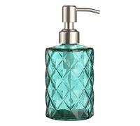 YunNasi Glass Soap Dispenser with Stainless Steel Pump, Refillable Liquid Hand Soap Dish Soap Dispensers for Bathroom Counter, Kitchen Sink (Green)