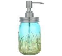 YunNasi Glass Soap Dispenser with Stainless Steel Pump, Refillable Liquid Hand Soap Dish Soap Dispensers for Bathroom Counter, Kitchen Sink (BlueGreen)