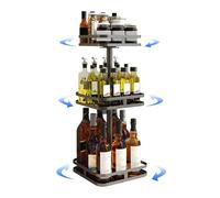 YunNasi Lazy Susan Spice Rack Condiments Organiser Turntable Oil Rack Steel for Kitchen Storage Organisation Shelving Unit for Kitchen Worktop (Square, 3 Tier)