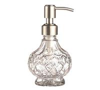 YunNasi Soap Dispenser with Stainless Steel Pump, Clear Crystal Design, Vintage and Elegant, Refillable Liquid Hand Soap Dish Soap Dispensers for Bathroom Counter, Kitchen Sink (Style 1)