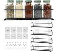 YunNasi Stainless Steel Spice Rack Organizer for Cabinets or Wall Mounted Set of 2/4 Hanging Racks Ideal for 12/24 Spice Jars for Kitchen Cabinet Cupboard or Pantry Door 29x6x6cm (Black, 4 racks)