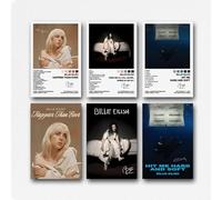 Yunneat A Set Of 6 Billie Poster Eilish Vintage Music Album Cover Signed Wall Art Canvas Posters Room Decorative Aesthetic Print Decor 12x18inch(30x45cm) Style-2