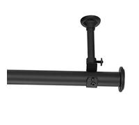 YunNephele Ceiling Curtain Rod 56-108 inch Matte Black,Adjustable Metal Single Window Curtain Rods Set,1 inch diameter Hanging /Wall Mount Drapery Rod