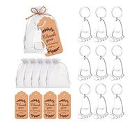 YUNNESS 10 Pcs Baby Footprint Shaped Keychain Bottle Opener with Organza Bags and Thank Baby Shower Souvenir Party Favor
